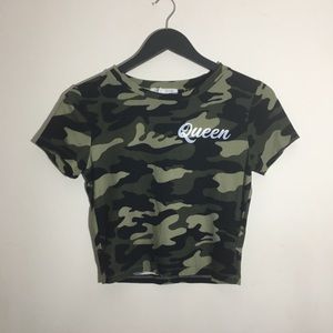 Olive Green Camouflage crop top